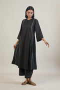 Arth Black Solid Cotton Kali Kurta Set