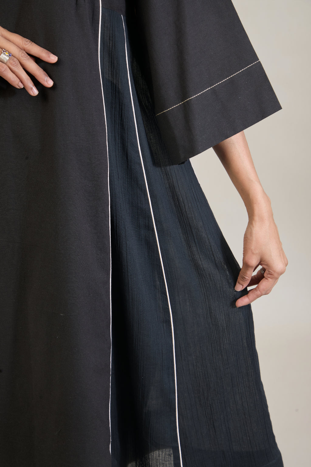 Arth Black Solid Cotton Kali Kurta Set