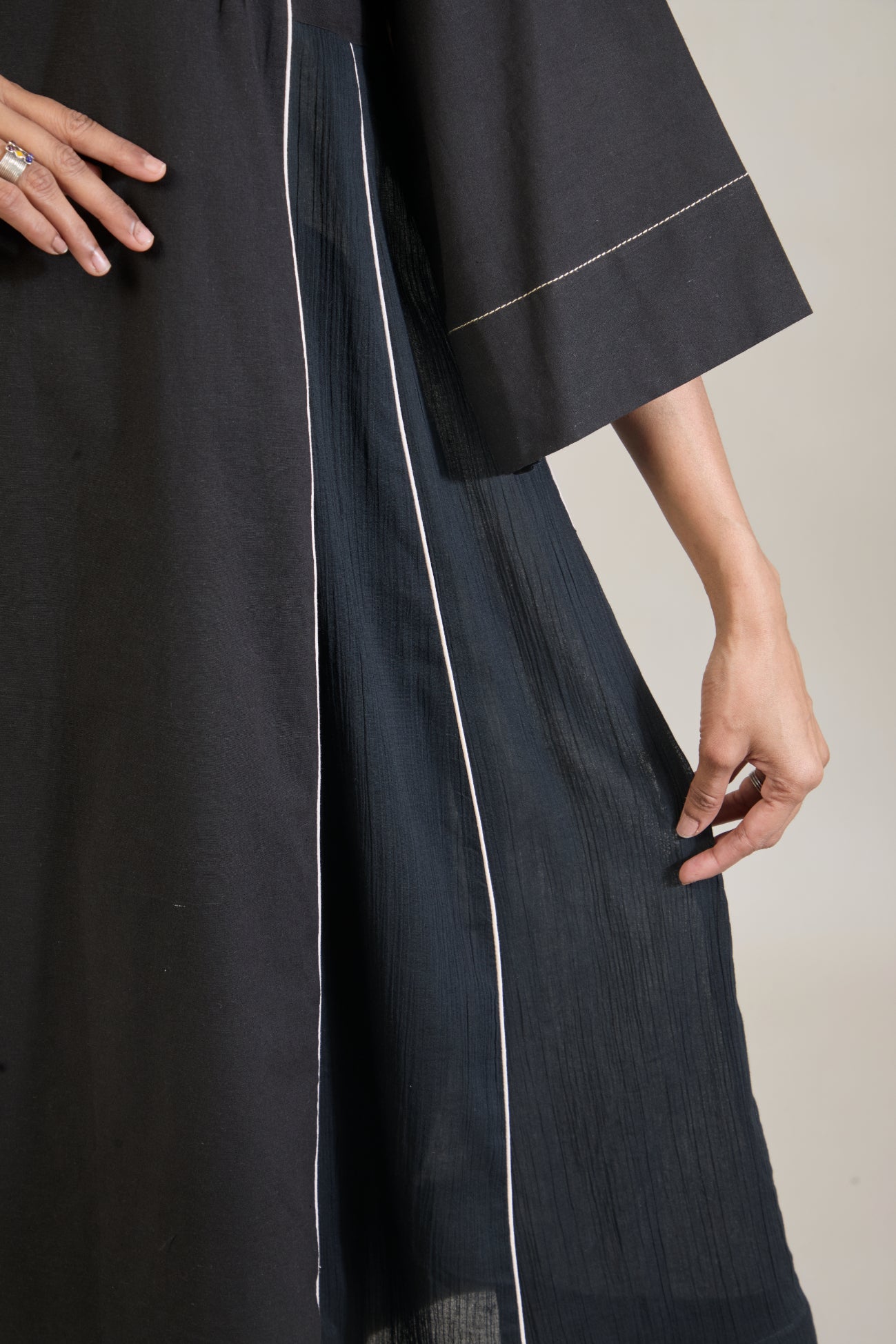 Arth Black Solid Cotton Kali Kurta Set