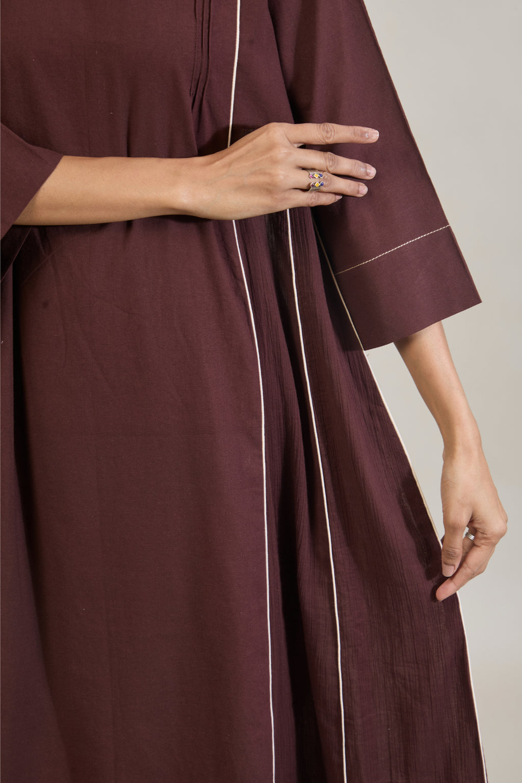 Roop Brown Solid Cotton Kali Kurta Set
