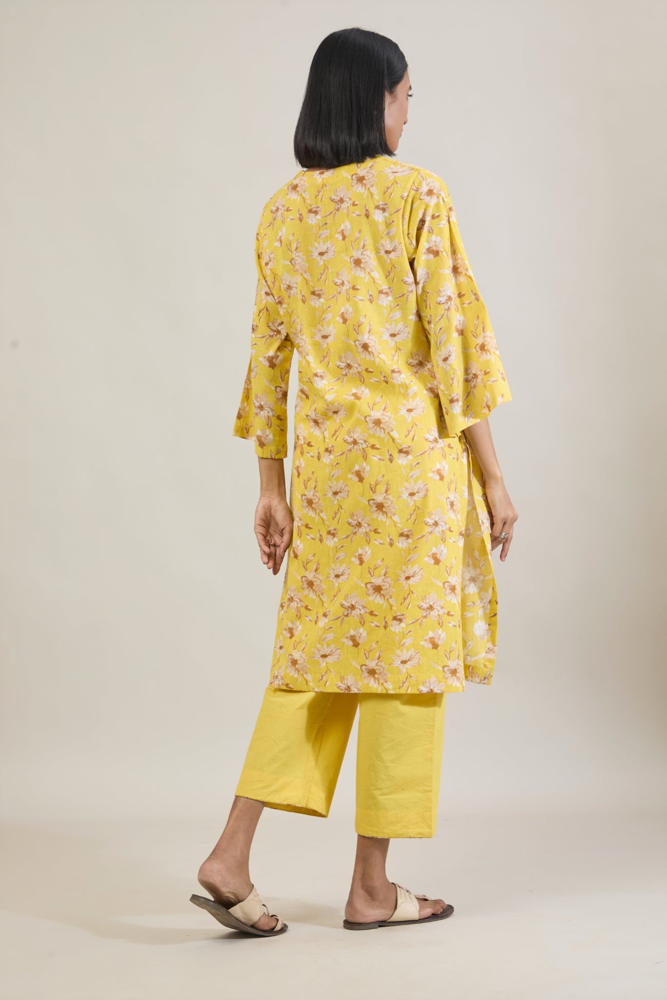Urja Yellow Printed Cotton Straight Kurta Set with Dupatta