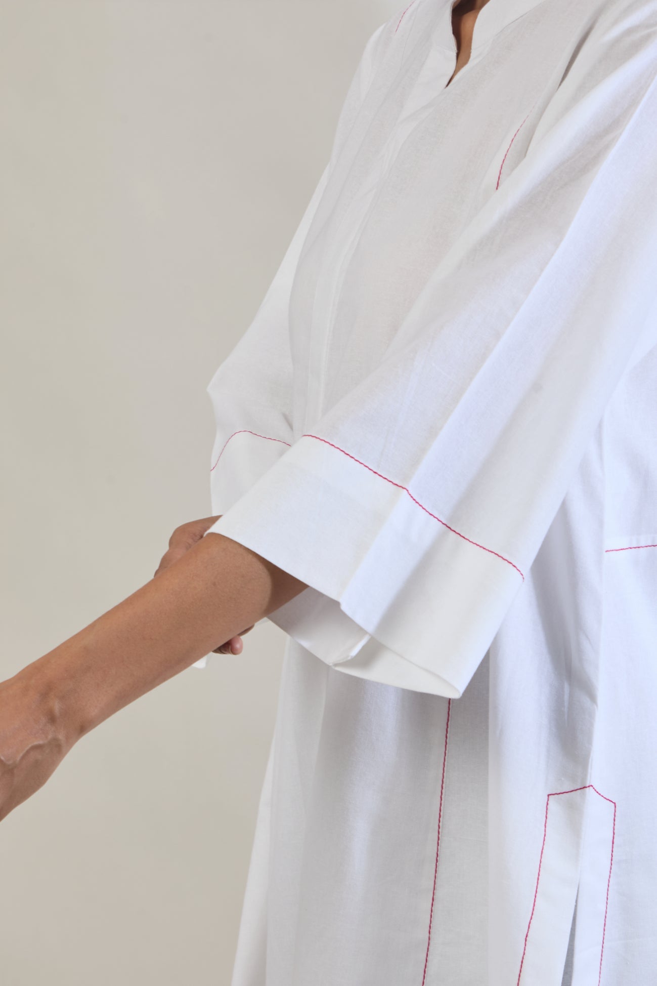 Yug White Solid Cotton Straight Kurta Set