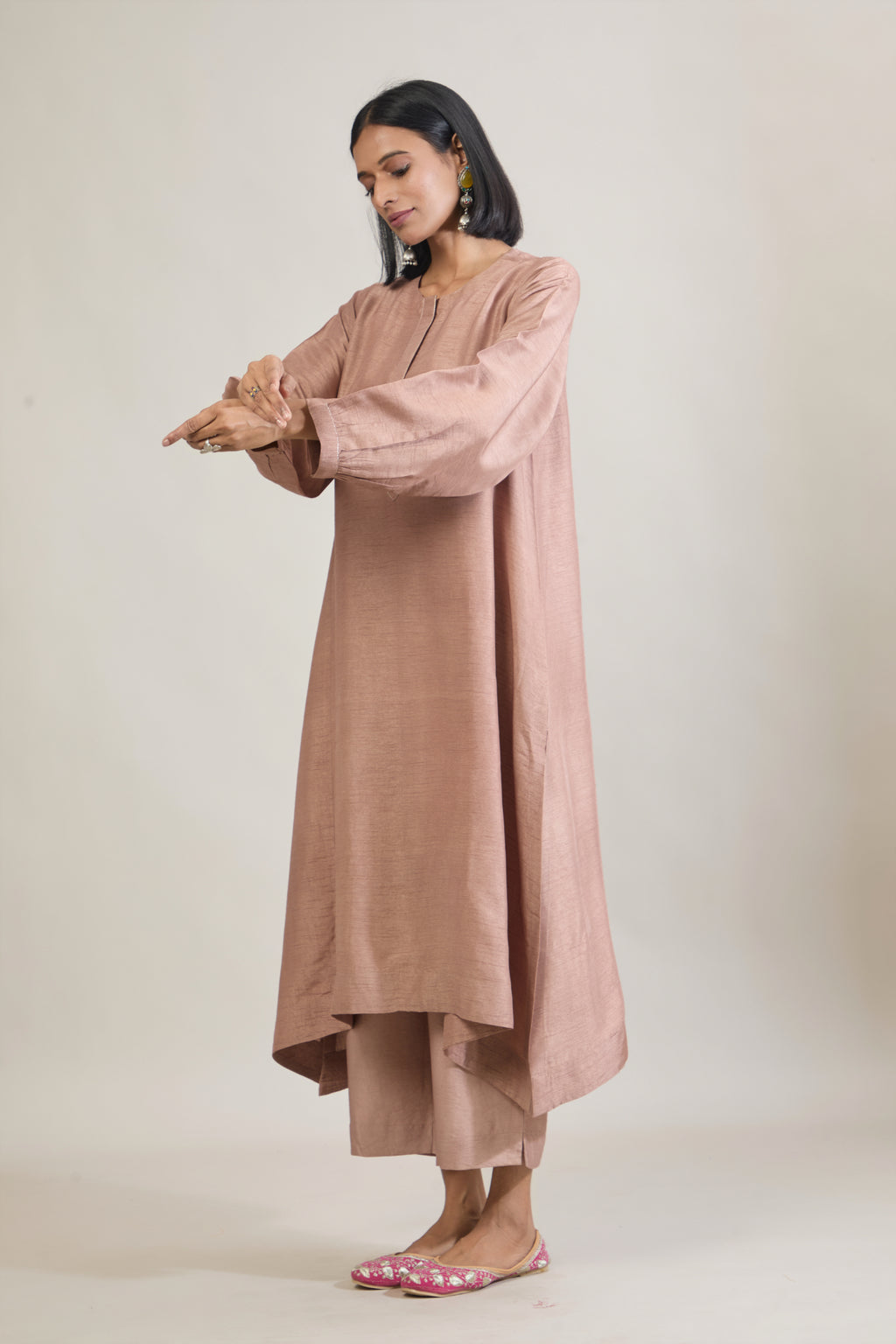 Zoya Mauve Dola Silk Kali Kurta Set