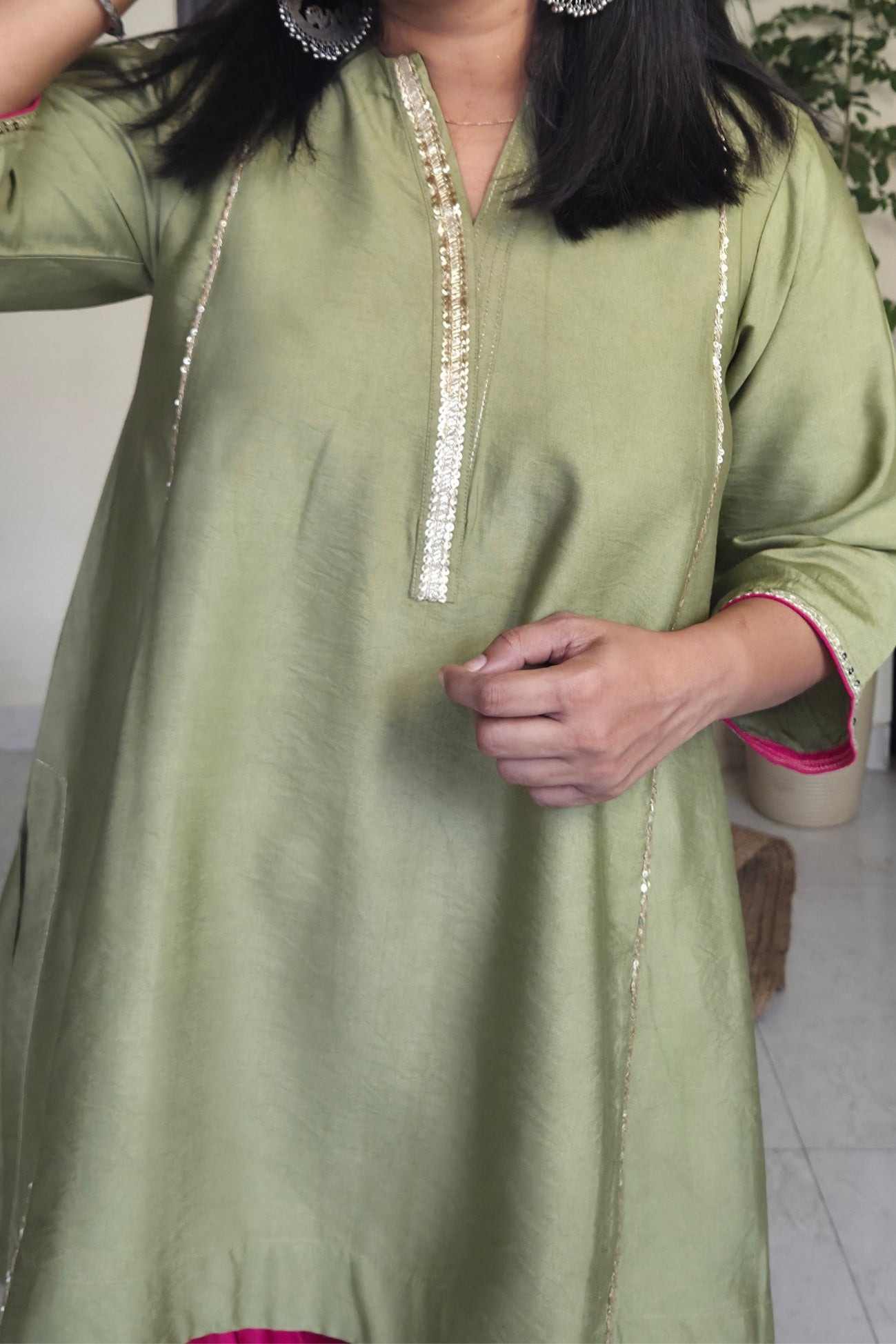 Ragini Basil Green Cotton Silk Farsi Salwar Set
