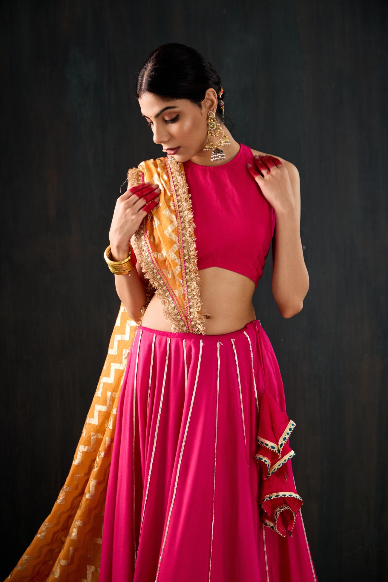 Chamak Cotton Silk Lehenga Set