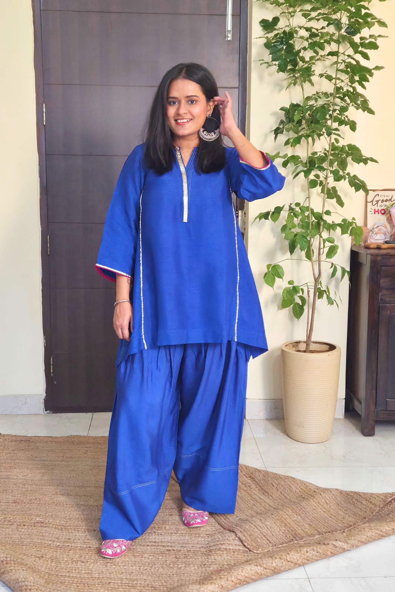 Tarini Bright Blue Dola Silk Farsi Salwar Set with dupatta