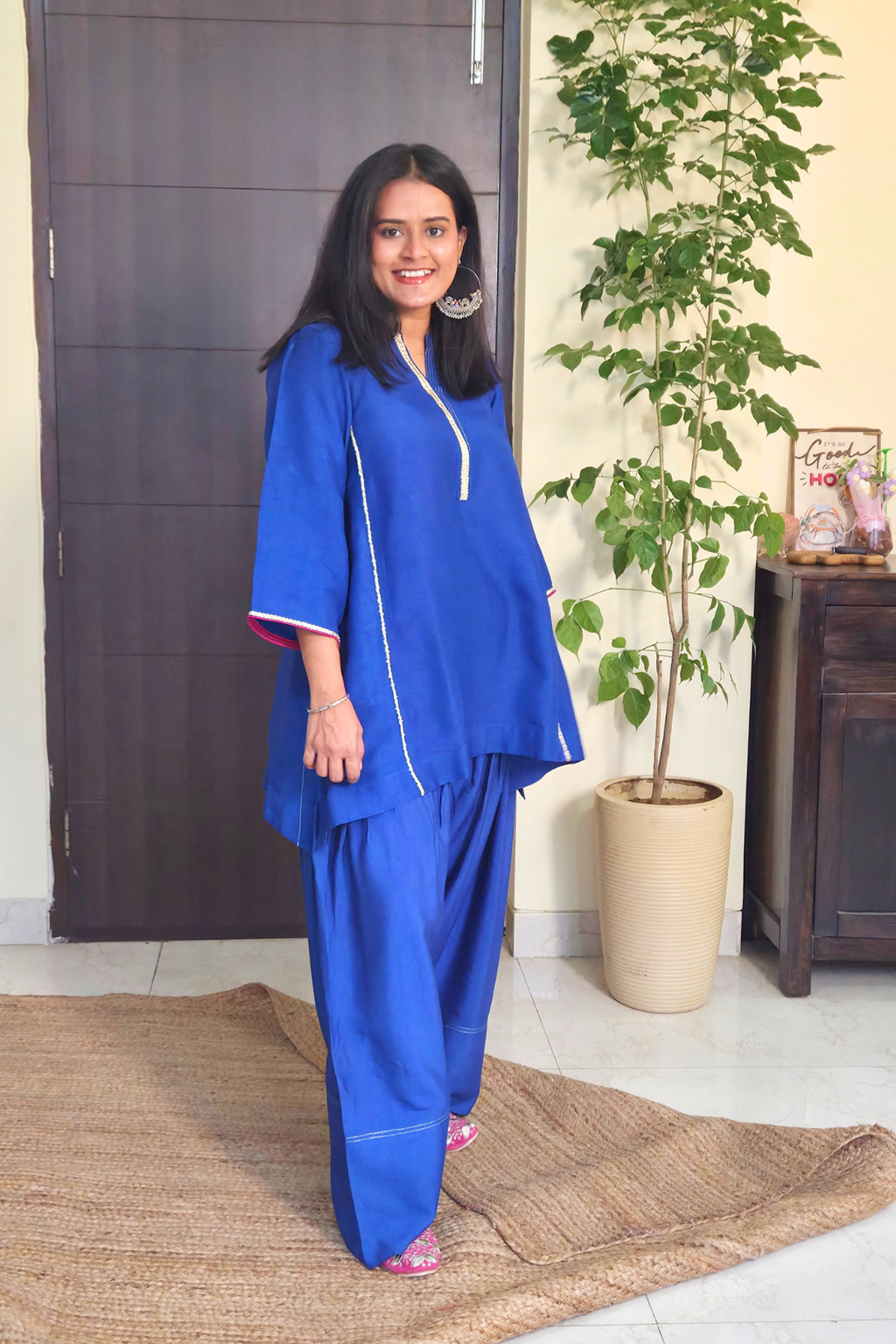 Tarini Bright Blue Dola Silk Farsi Salwar Set with dupatta
