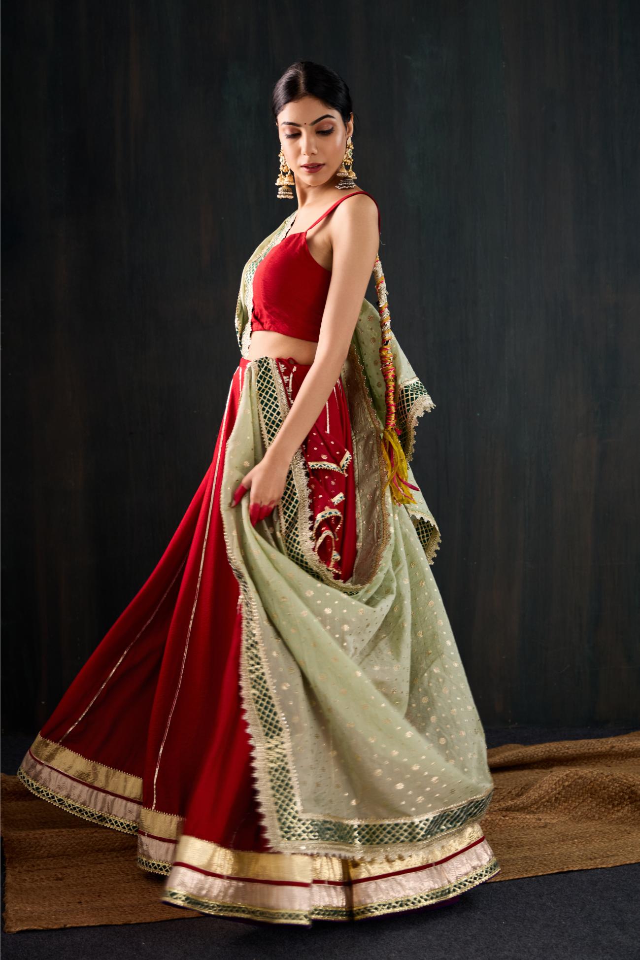 Sindoori Cotton Silk Lehenga Set