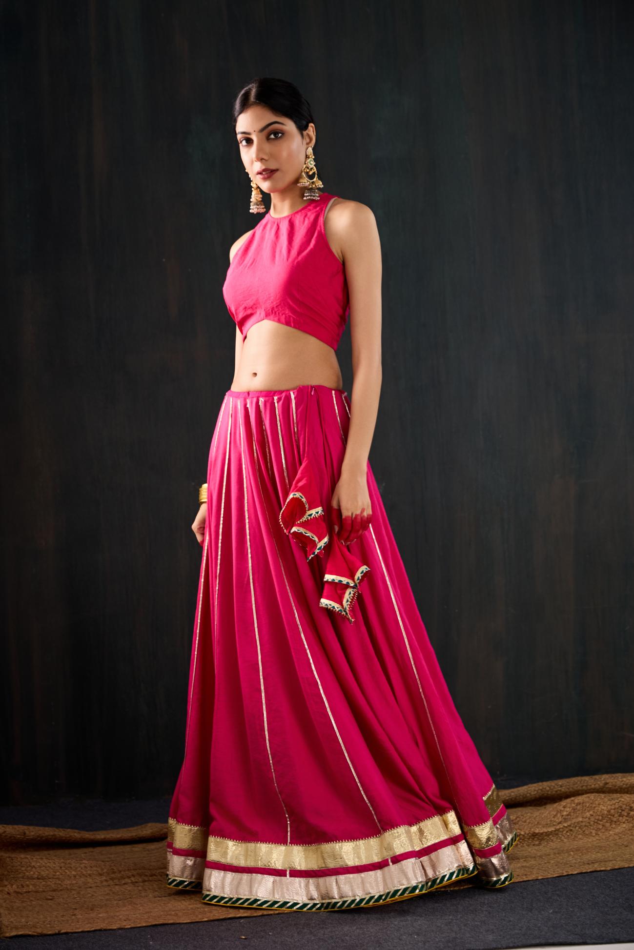 Chamak Cotton Silk Lehenga Set