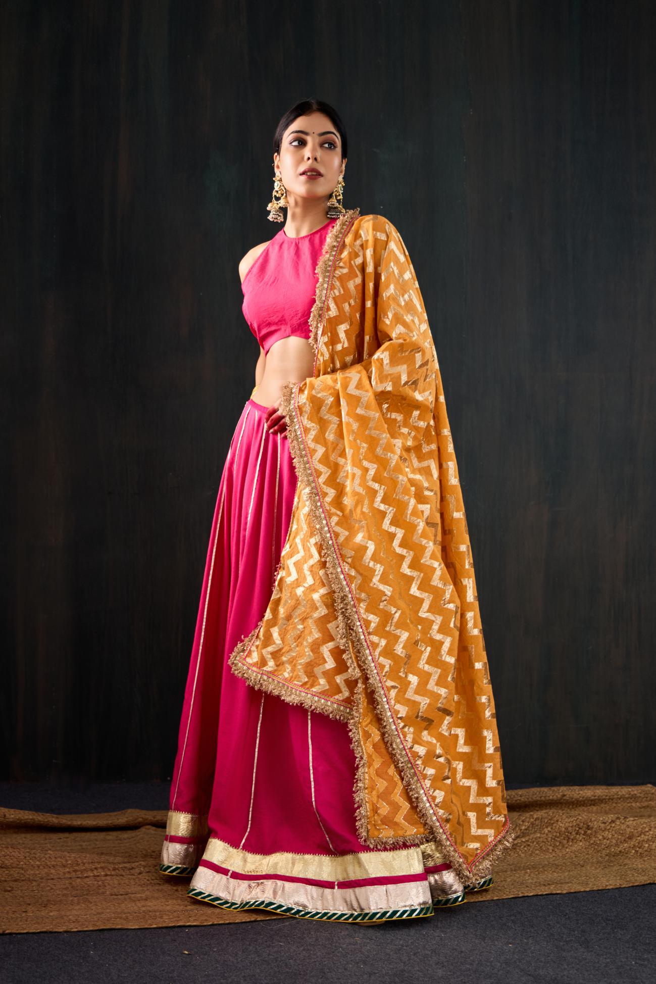 Chamak Cotton Silk Lehenga Set