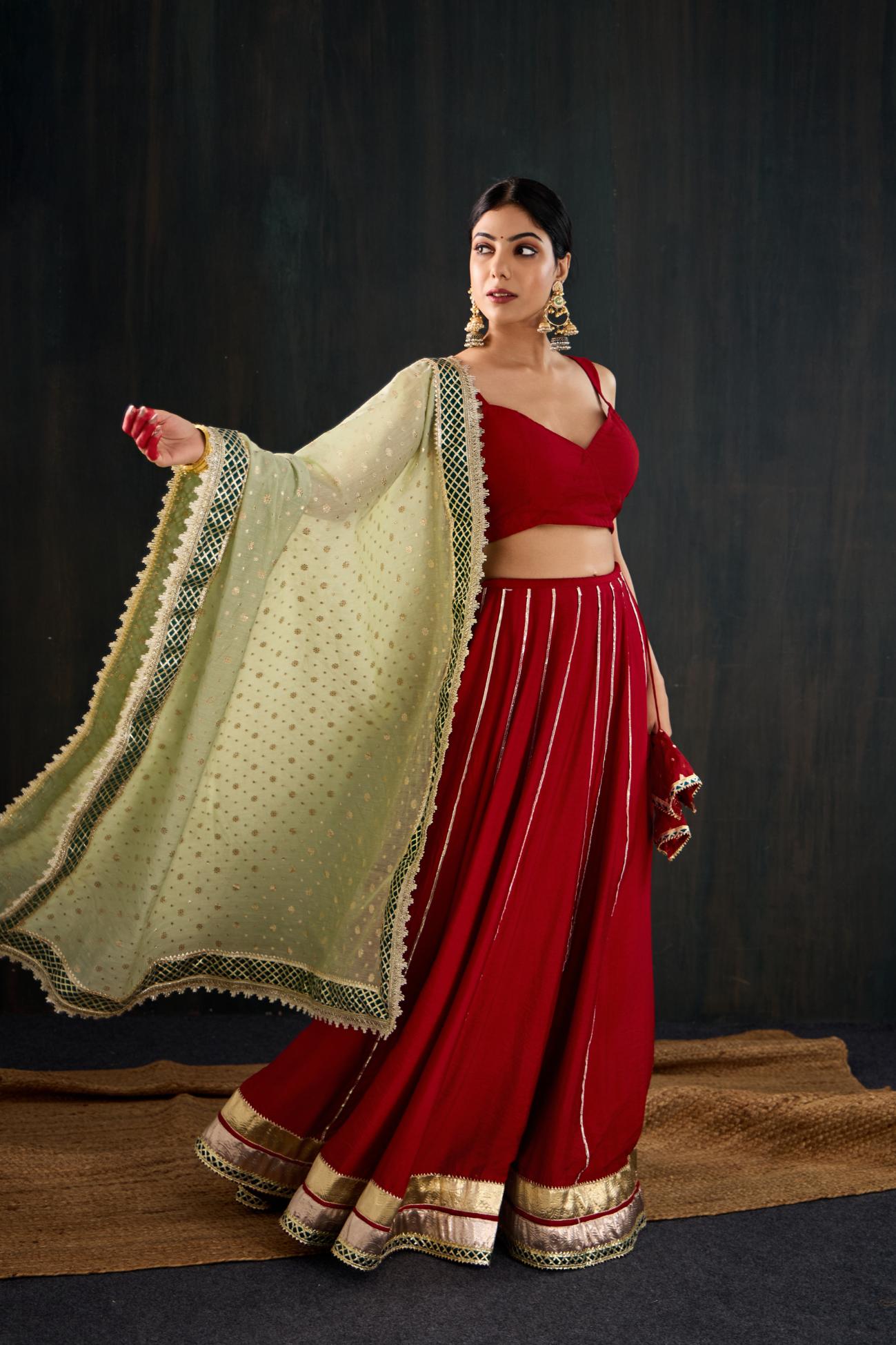 Sindoori Cotton Silk Lehenga Set