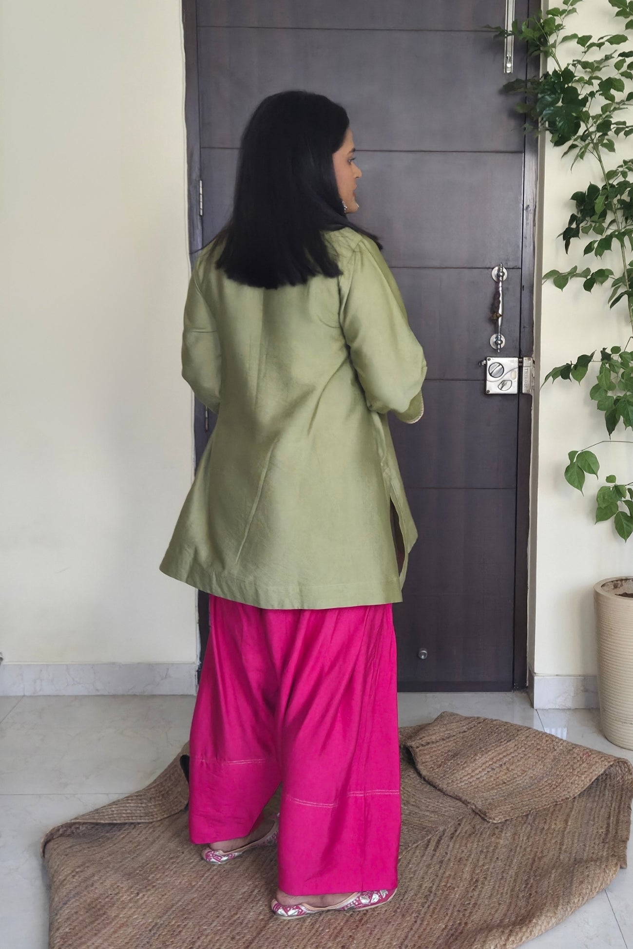 Ragini Basil Green Cotton Silk Farsi Salwar Set