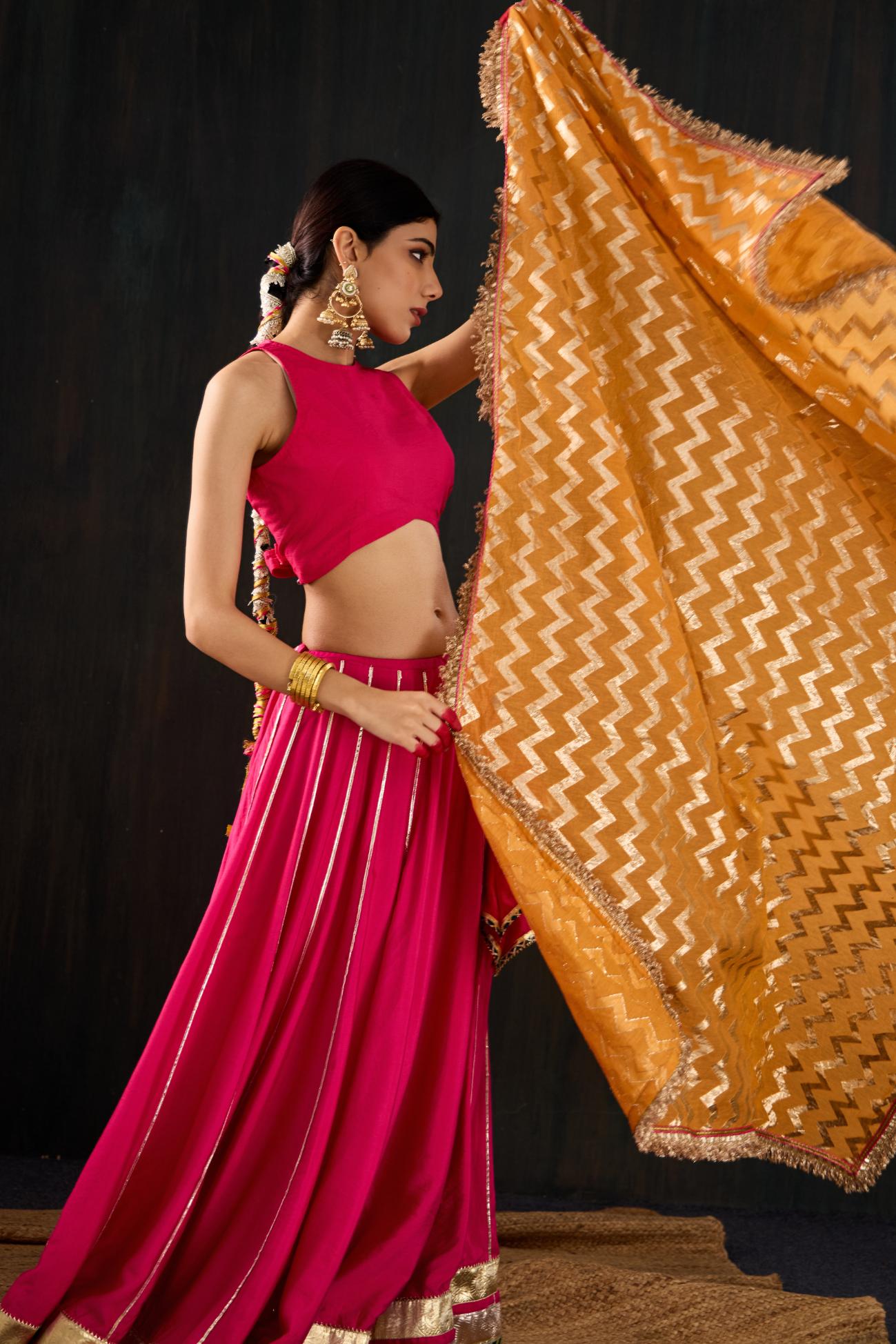 Chamak Cotton Silk Lehenga Set