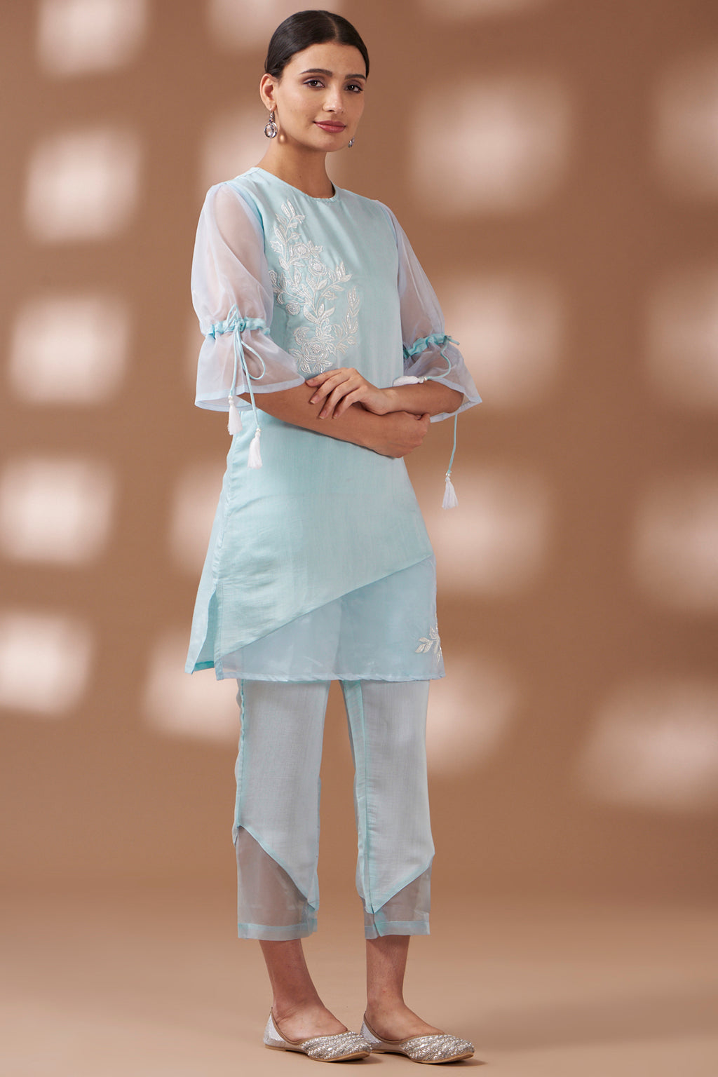 Pastel Blue Embroidered Co-ord Set