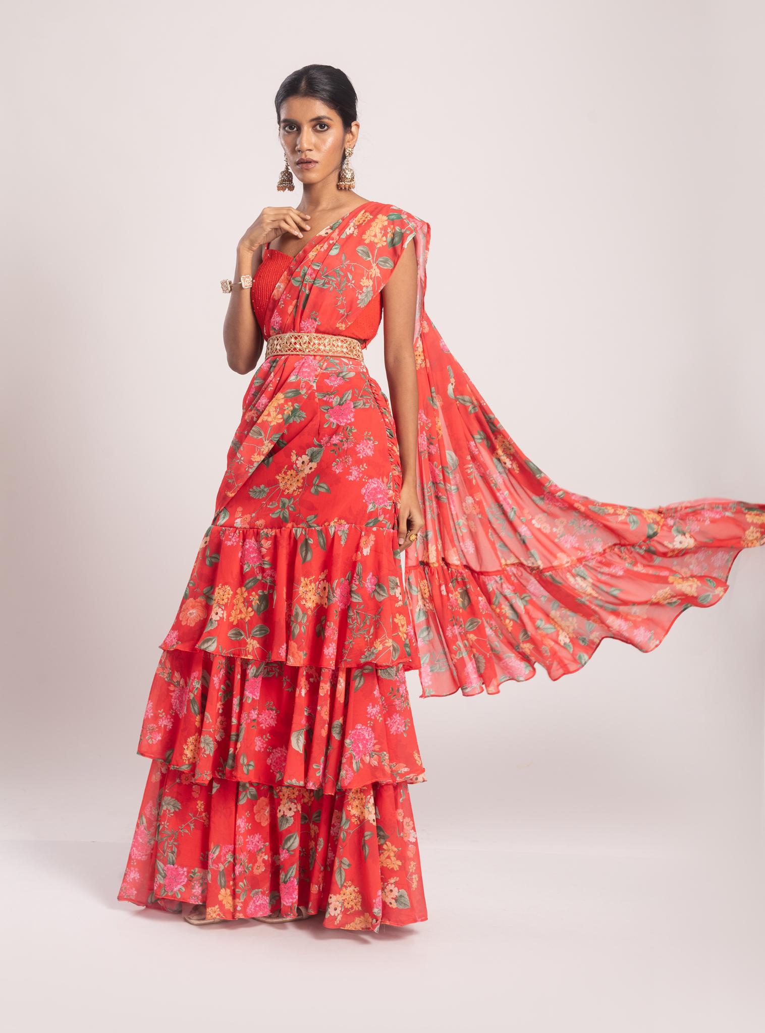 Asa Predraped Georgette Saree Set