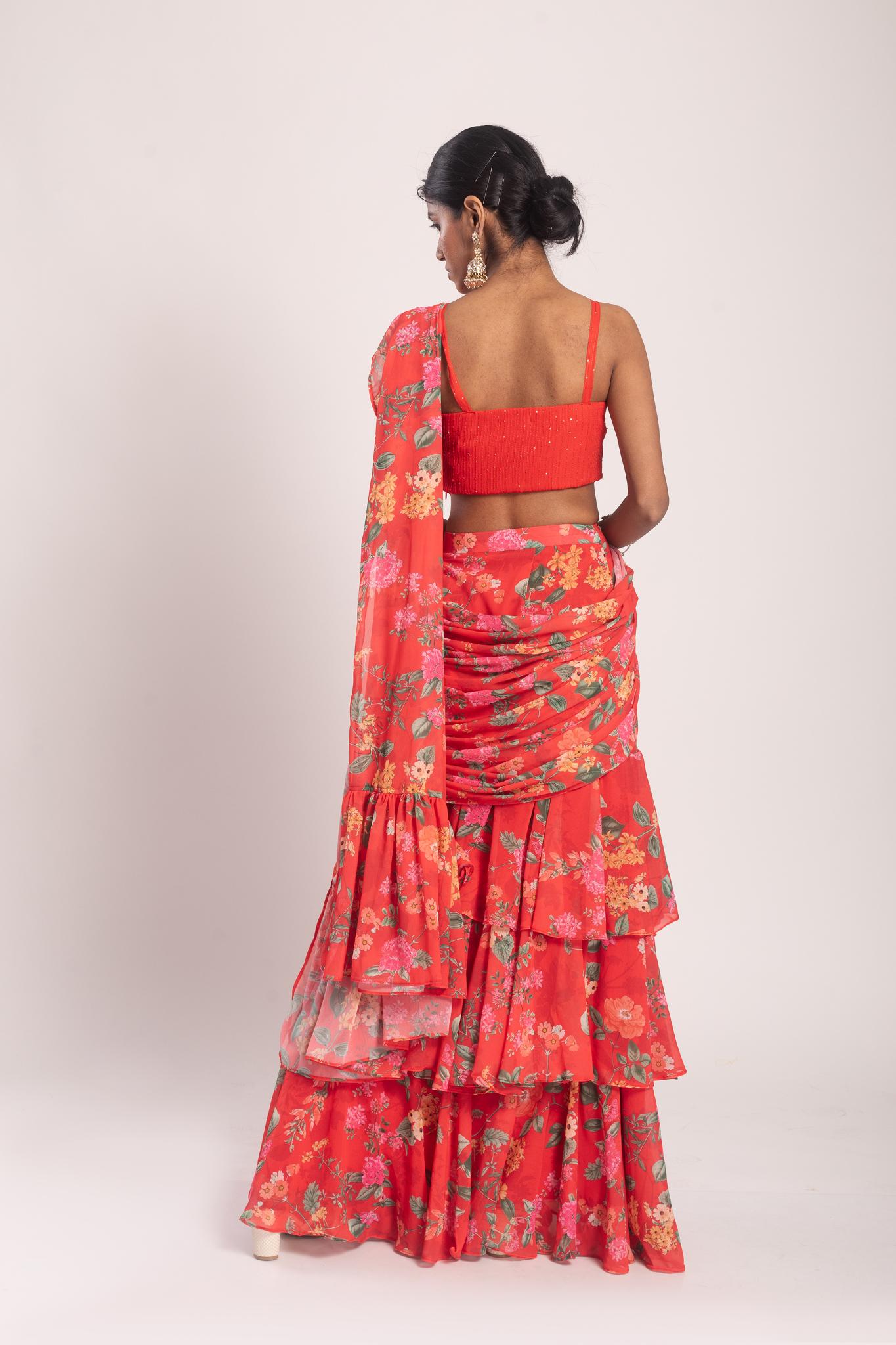Asa Predraped Georgette Saree Set