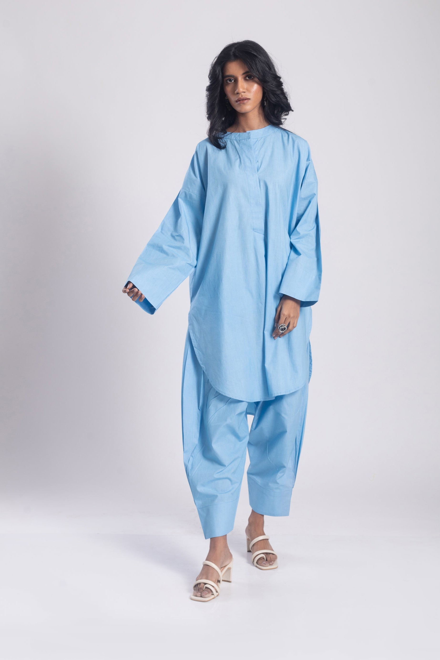 Ditsa Cotton Poplin Pathani Kurta Set