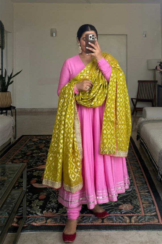 Rangili Cotton Silk Anarkali Set