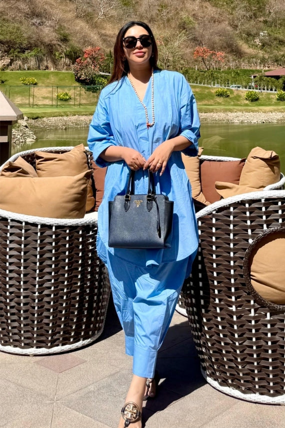 Ditsa Cotton Poplin Pathani Kurta Set