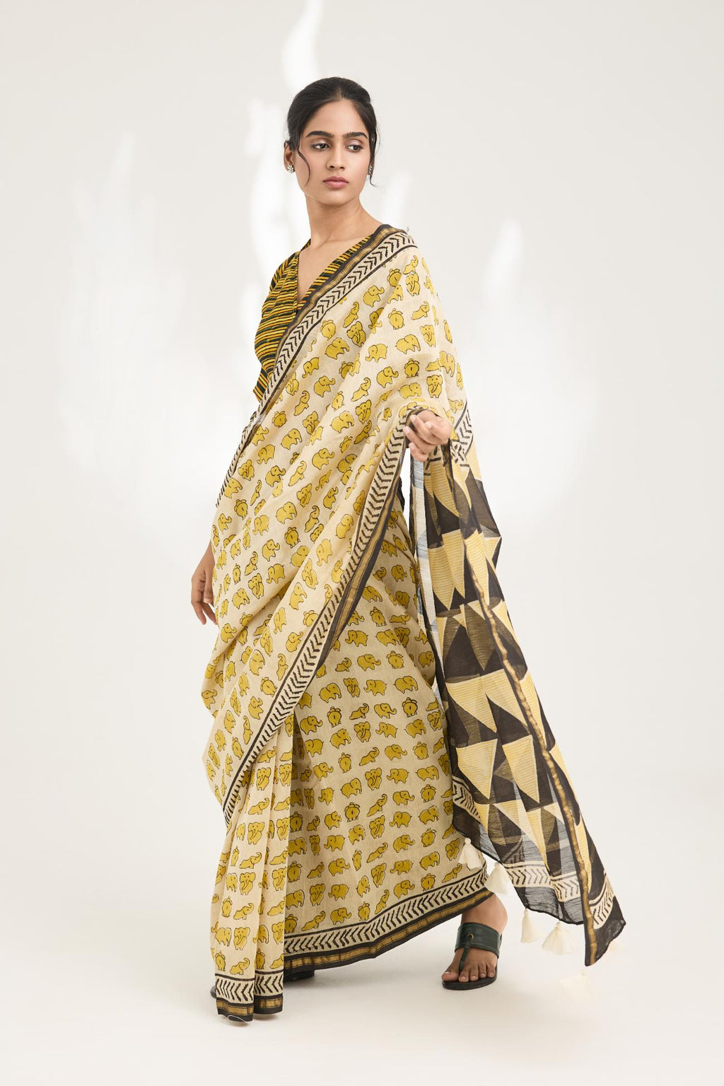 Katha Handblock Bagru Printed Saree