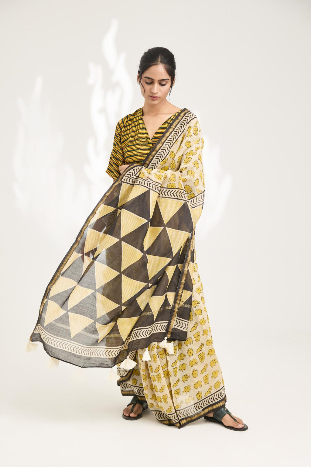 Katha Handblock Bagru Printed Saree