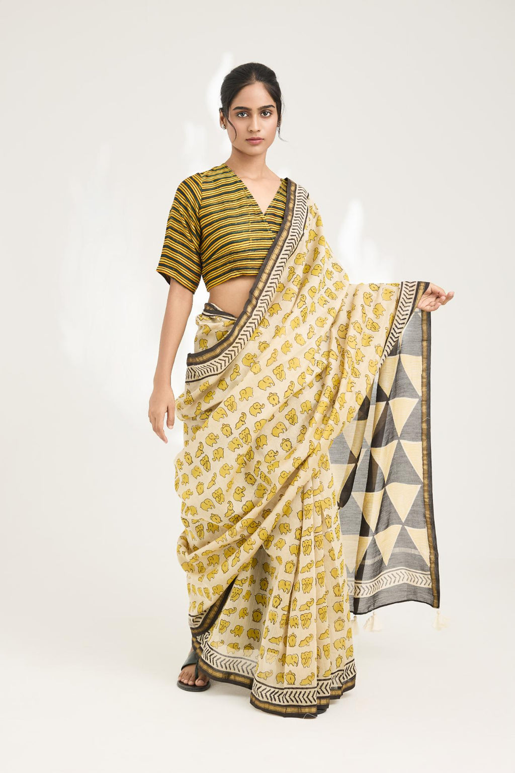 Katha Handblock Bagru Printed Saree