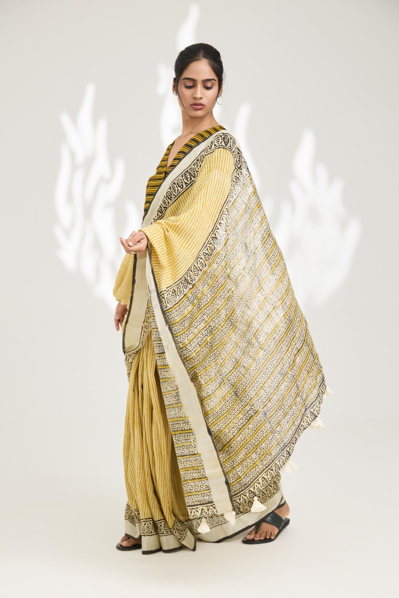 Nritya Handblock Bagru Printed Saree
