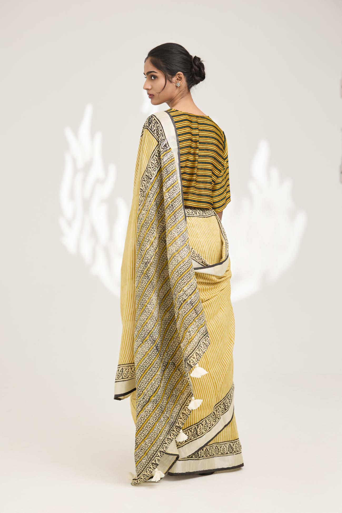 Nritya Handblock Bagru Printed Saree