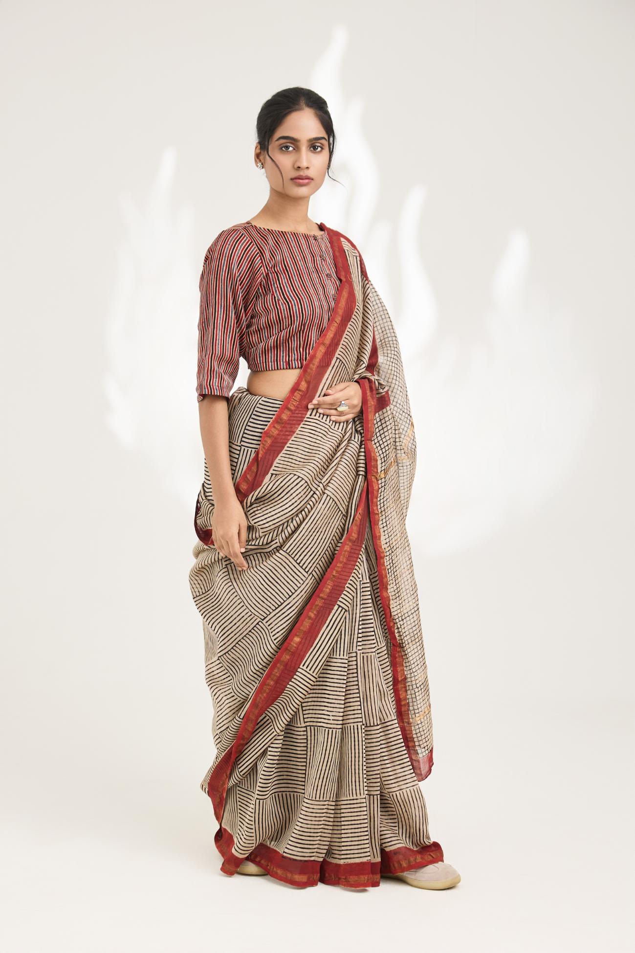 Ahalya Handblock Bagru Printed Saree