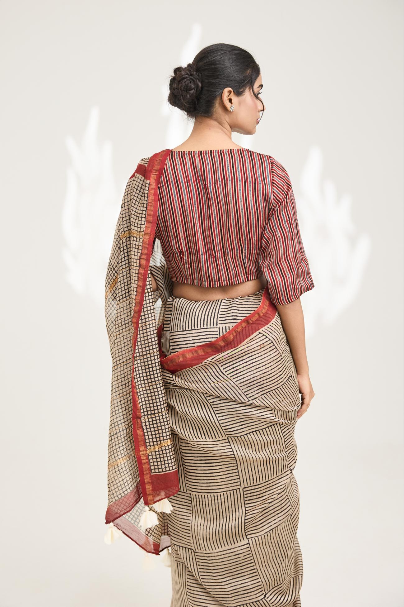 Ahalya Handblock Bagru Printed Saree