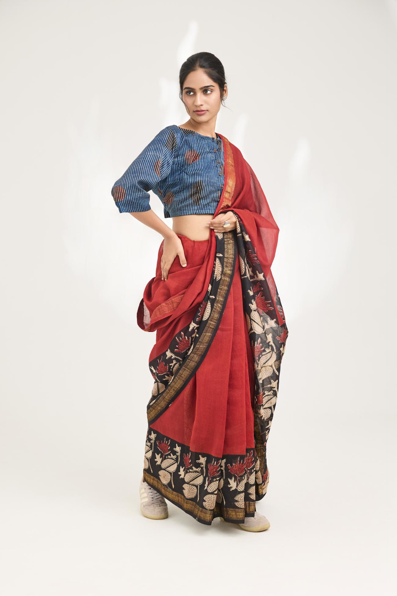Vedika Handblock Bagru Printed Saree