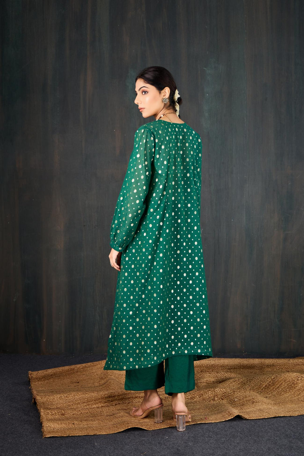 Panna Chanderi Kurta Set