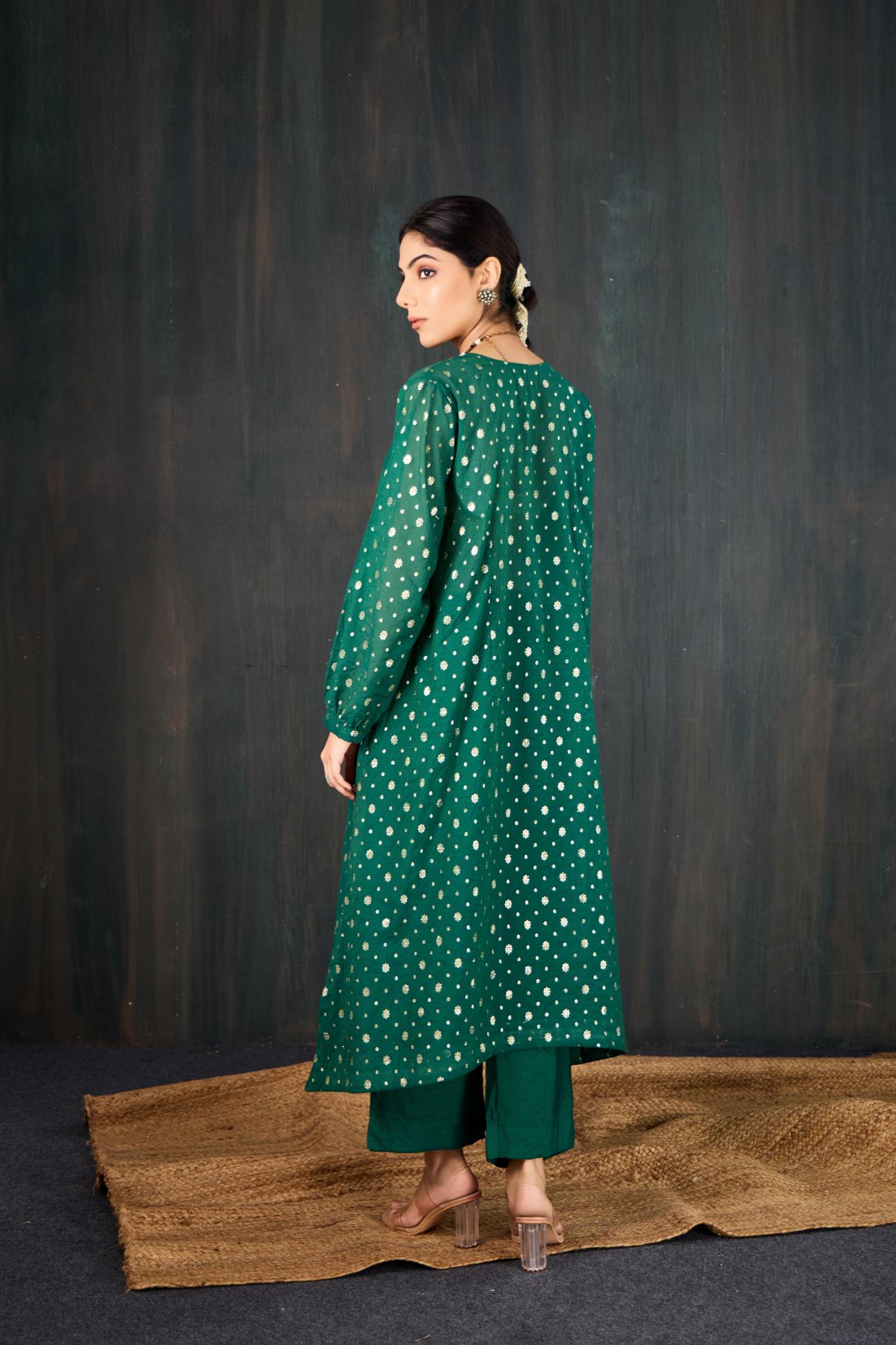 Panna Chanderi Kurta Set