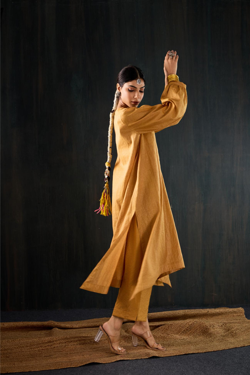 Sunheri Dola Silk Kurta Set