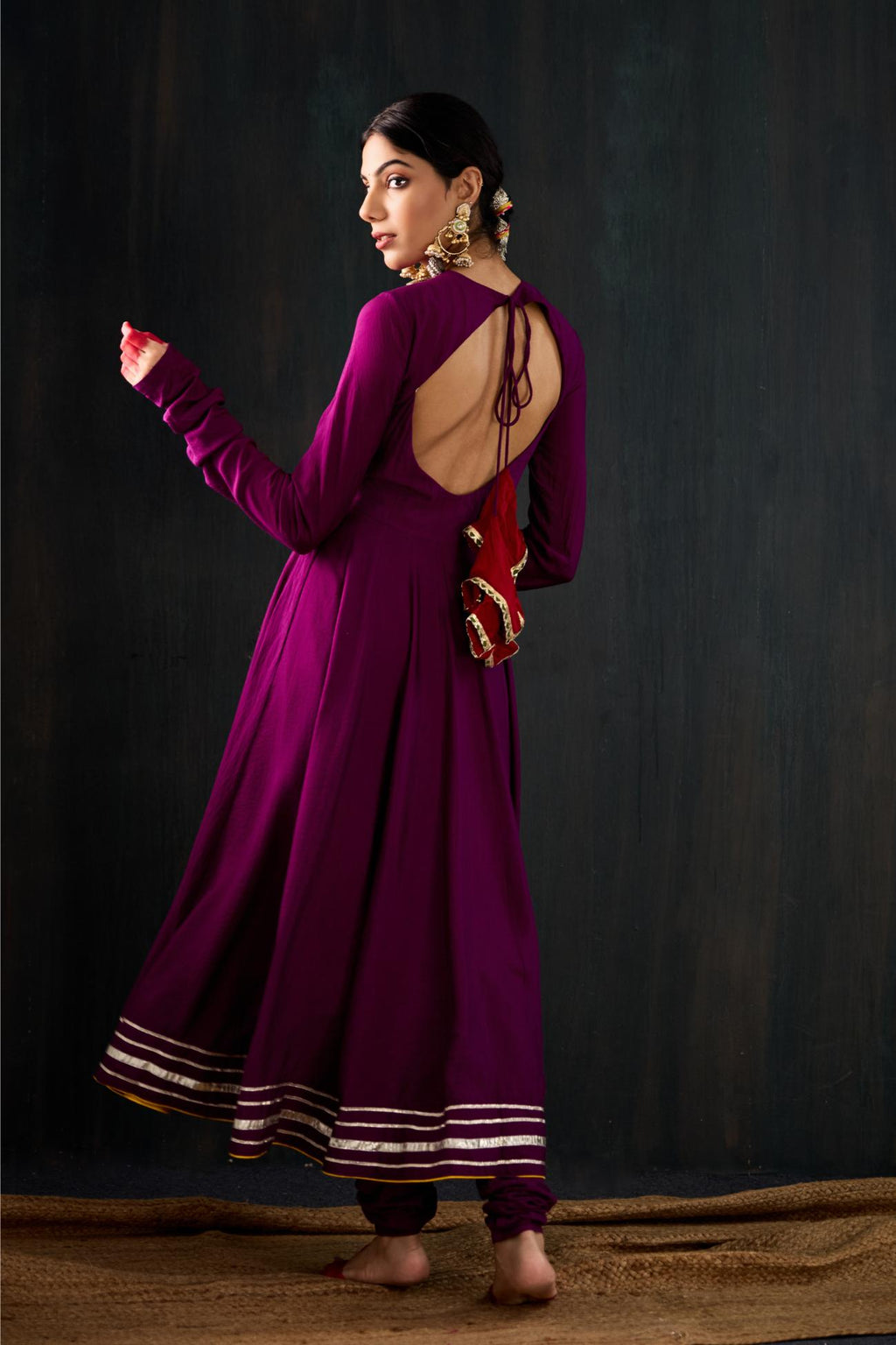 Leheriya Cotton Silk Anarkali Set