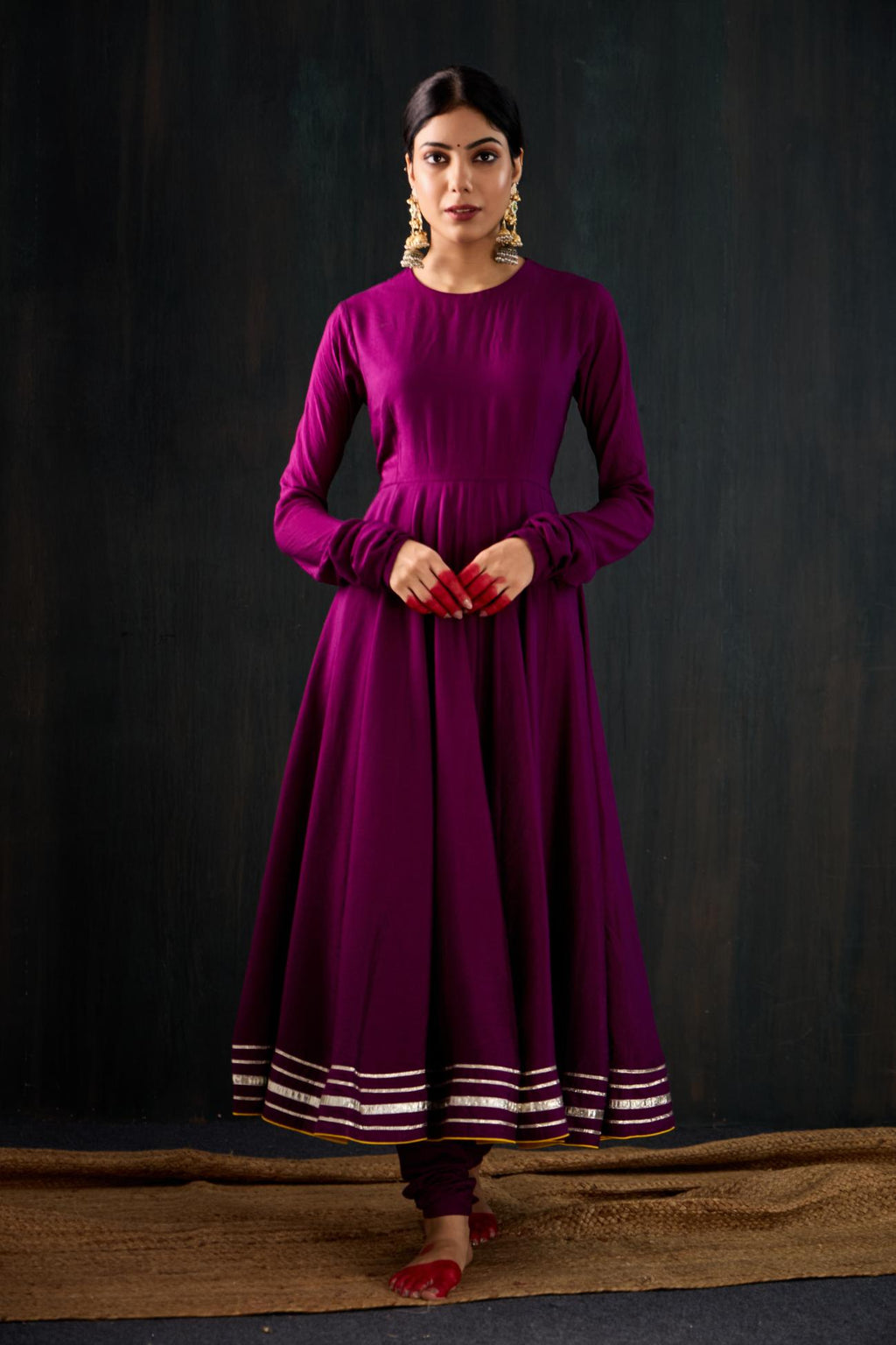Leheriya Cotton Silk Anarkali Set