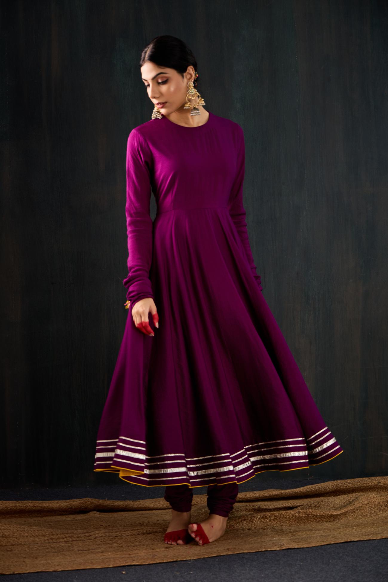Satrangi Cotton Silk Anarkali Set