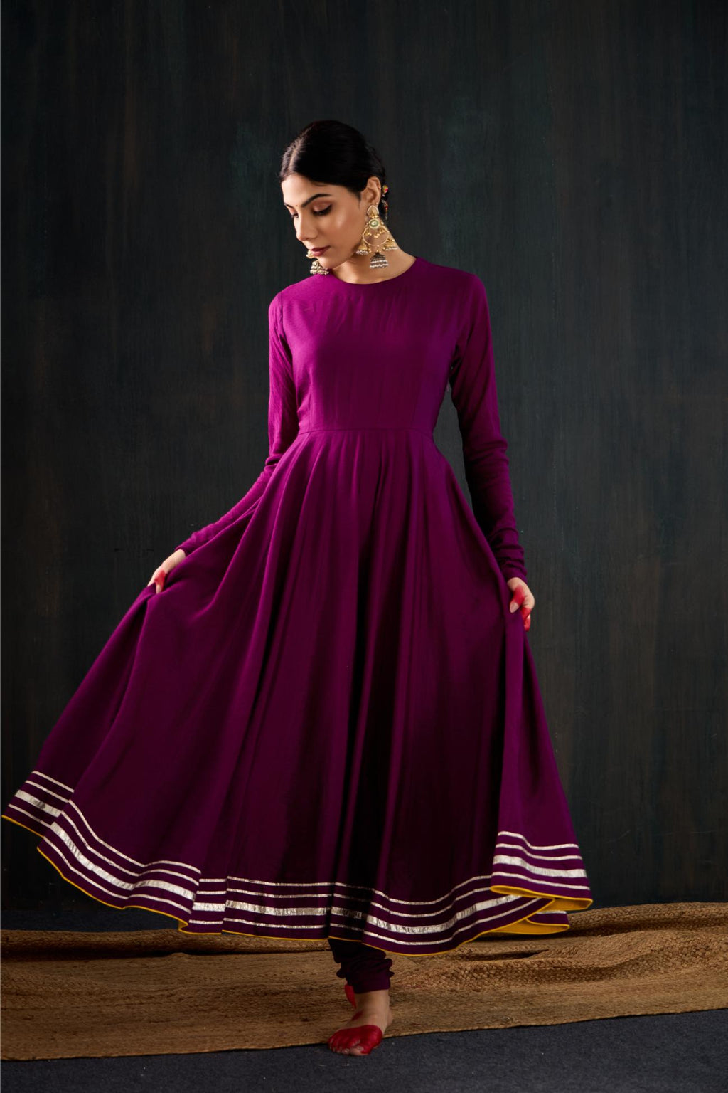 Leheriya Cotton Silk Anarkali Set