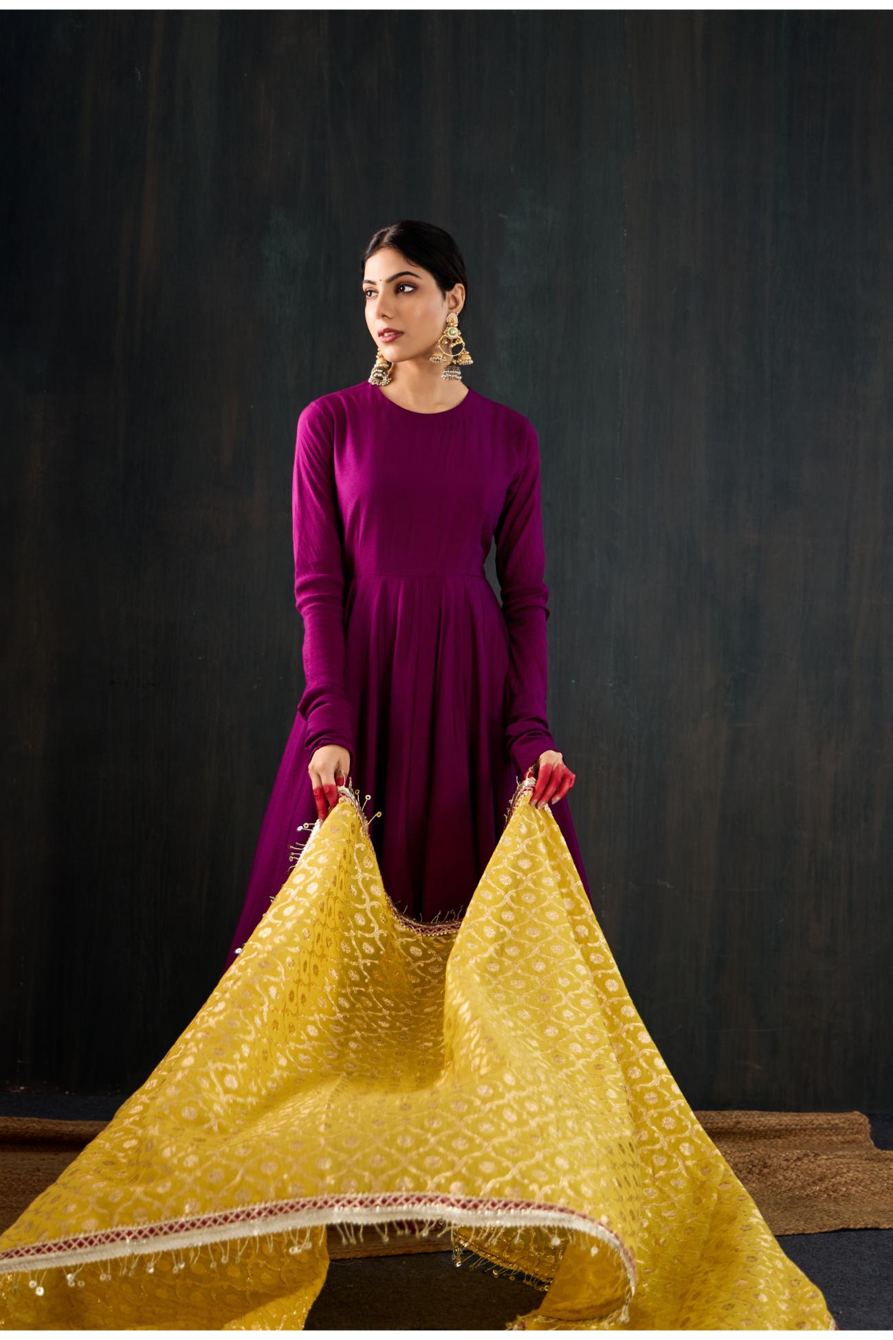 Satrangi Cotton Silk Anarkali Set