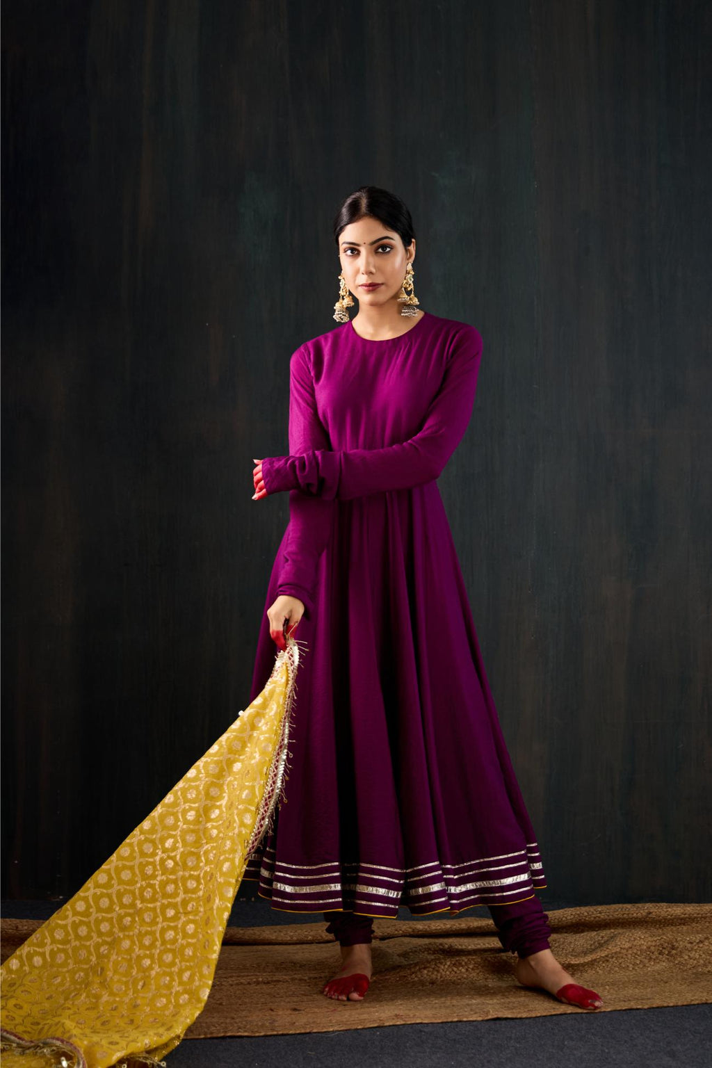 Satrangi Cotton Silk Anarkali Set