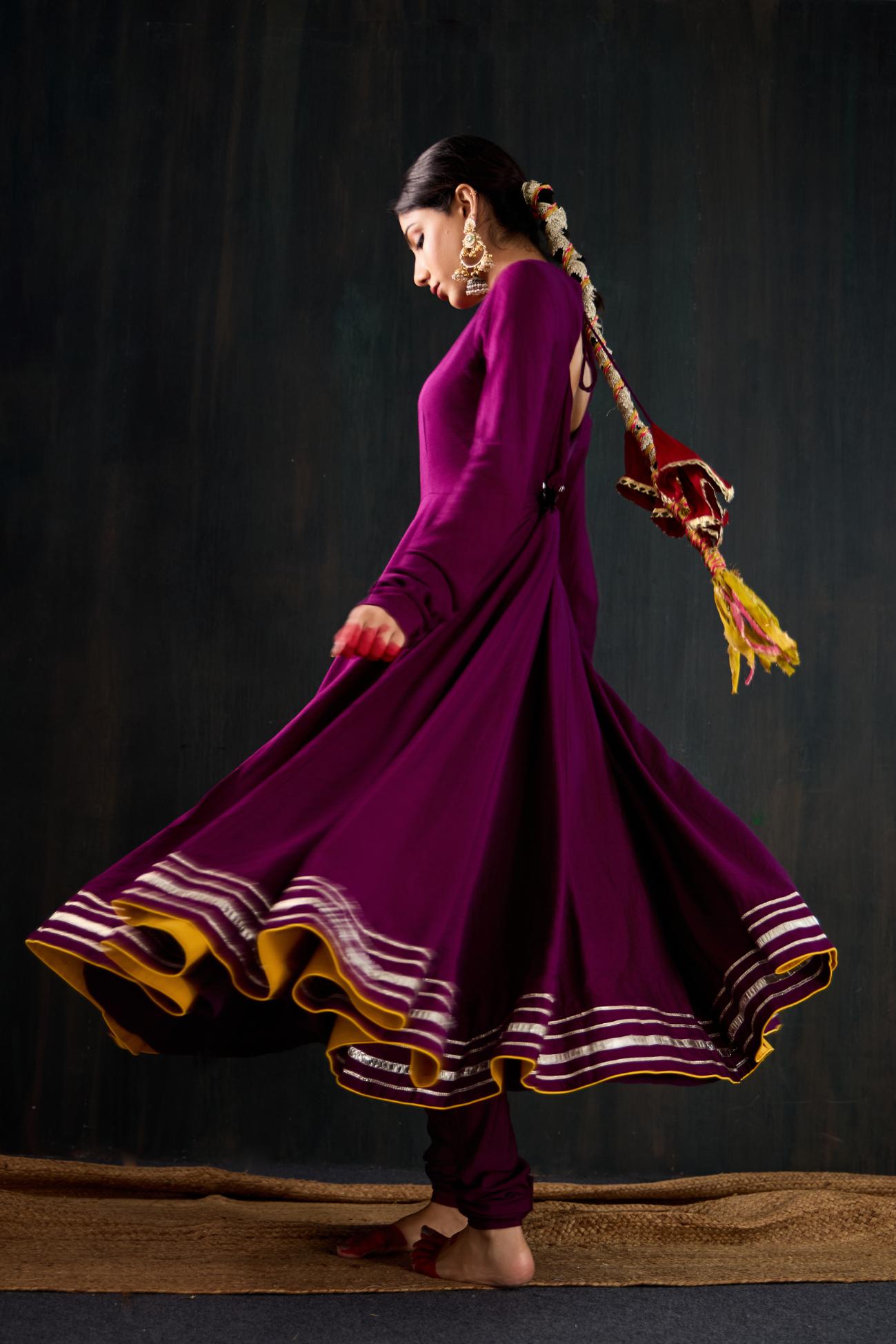 Satrangi Cotton Silk Anarkali Set