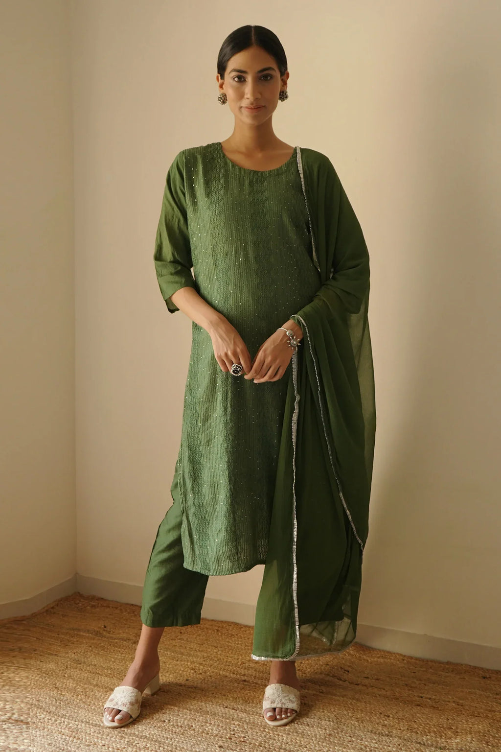 Mehendi Green Straight Kurta Set