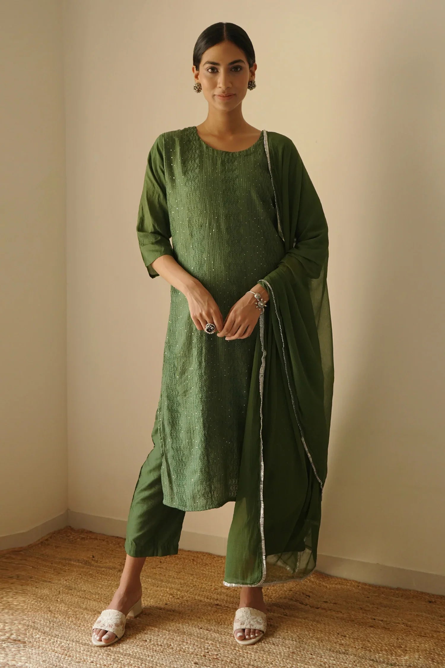 Mehendi Green Straight Kurta Set