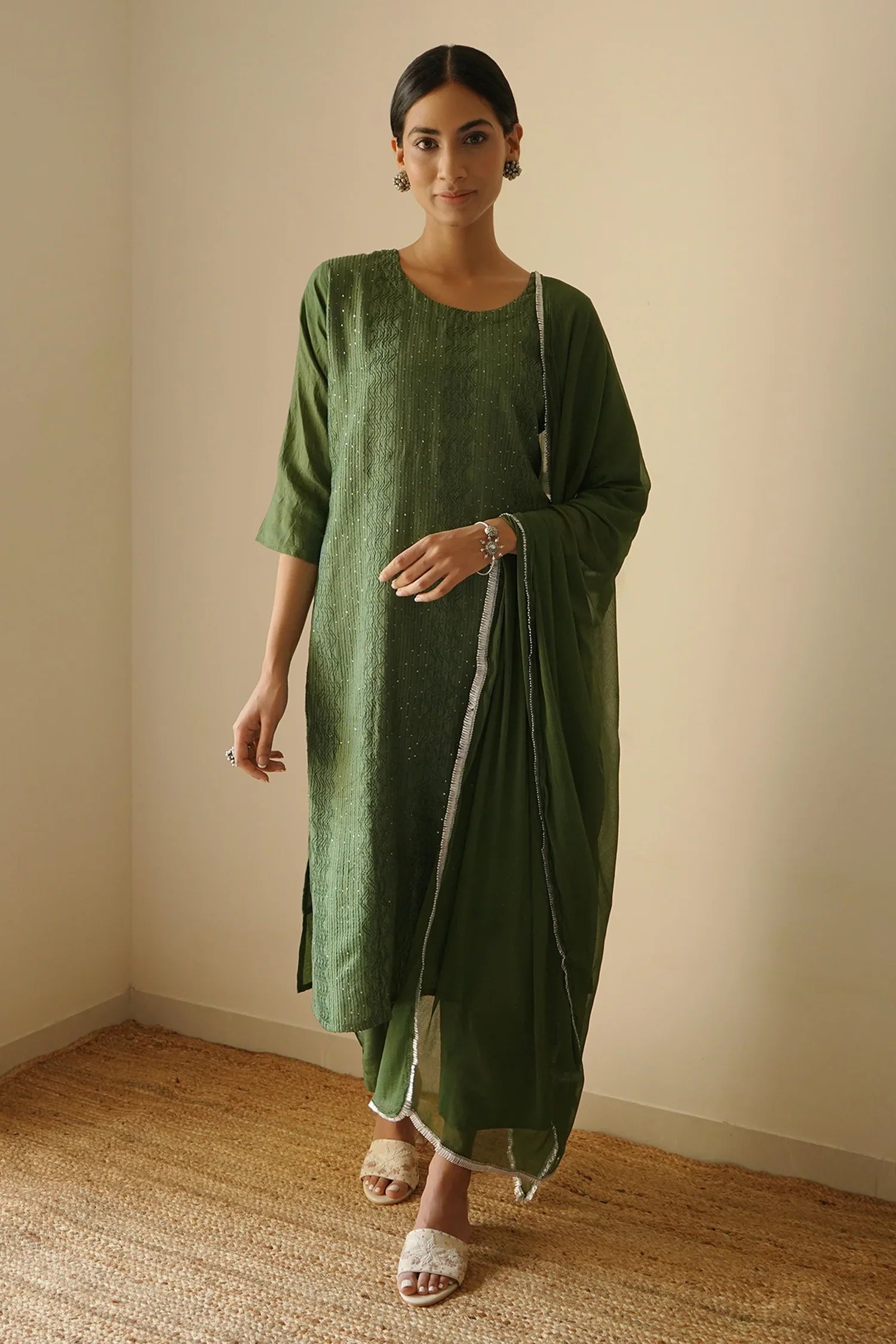 Mehendi Green Straight Kurta Set