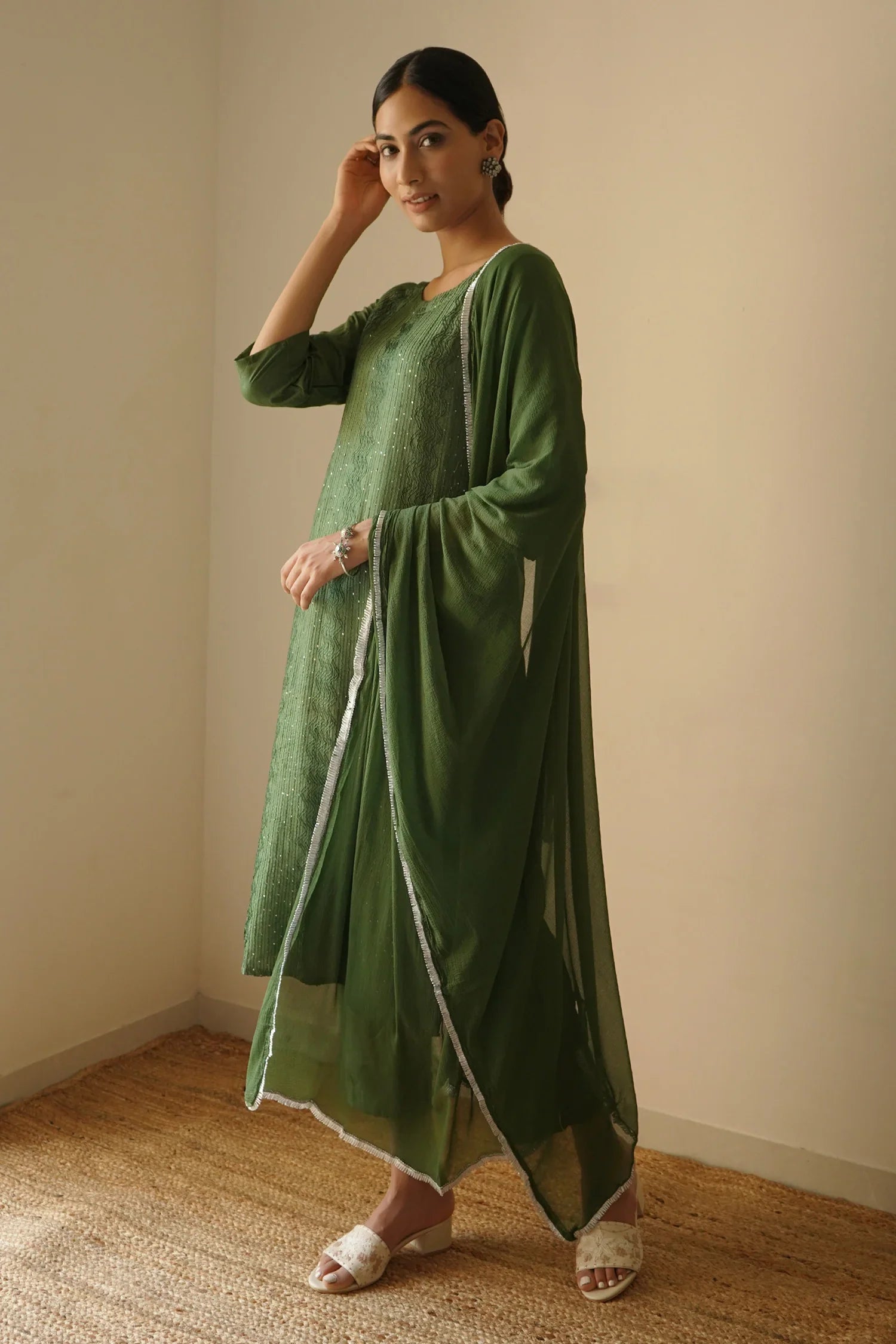 Mehendi Green Straight Kurta Set