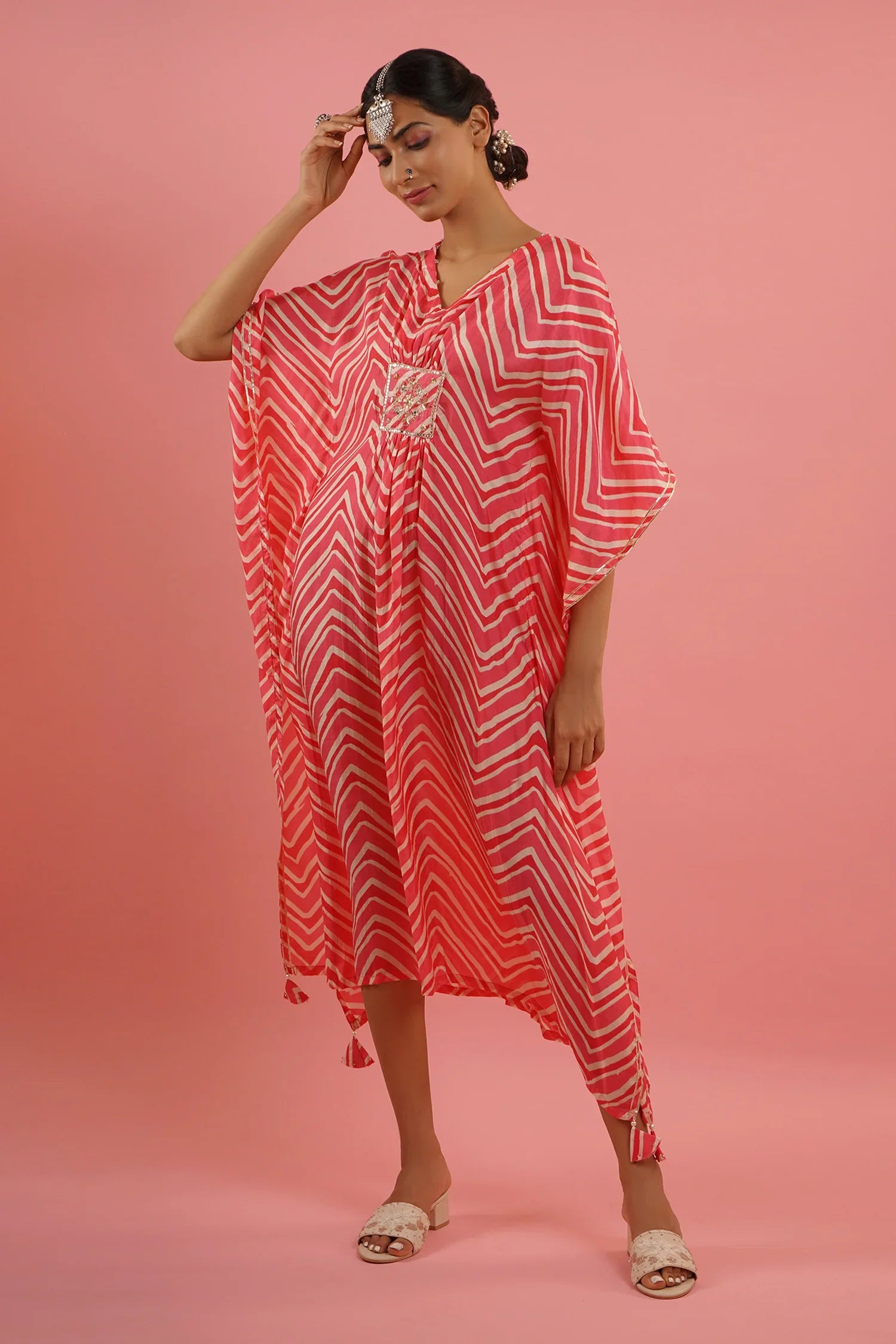 Mahruk Pink Printed Kaftan