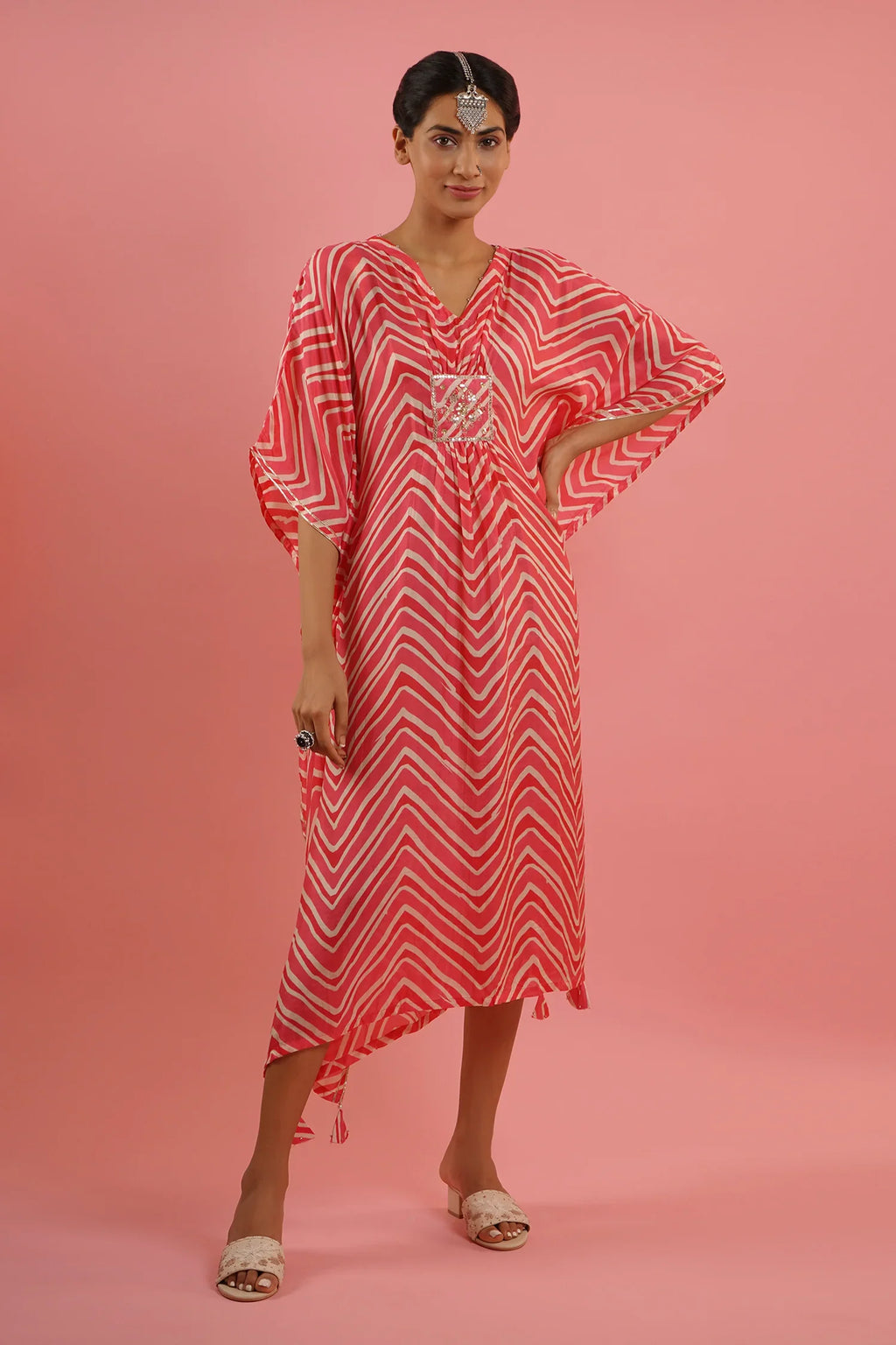 Mahruk Pink Printed Kaftan