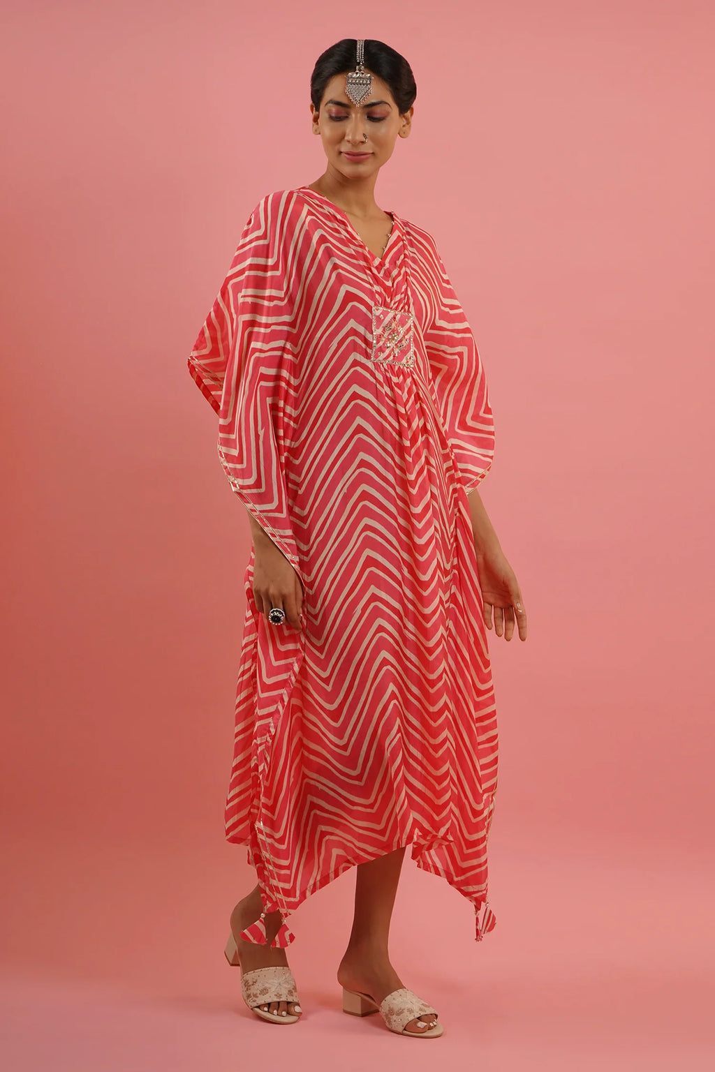 Mahruk Pink Printed Kaftan