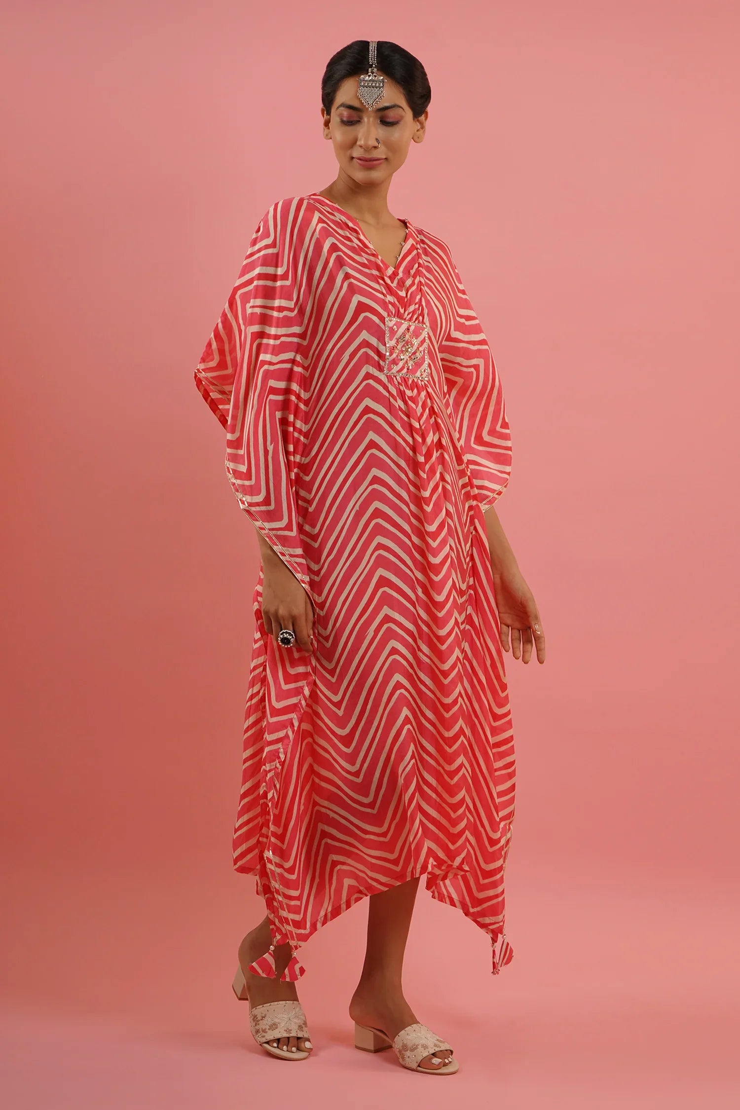 Mahruk Pink Printed Kaftan