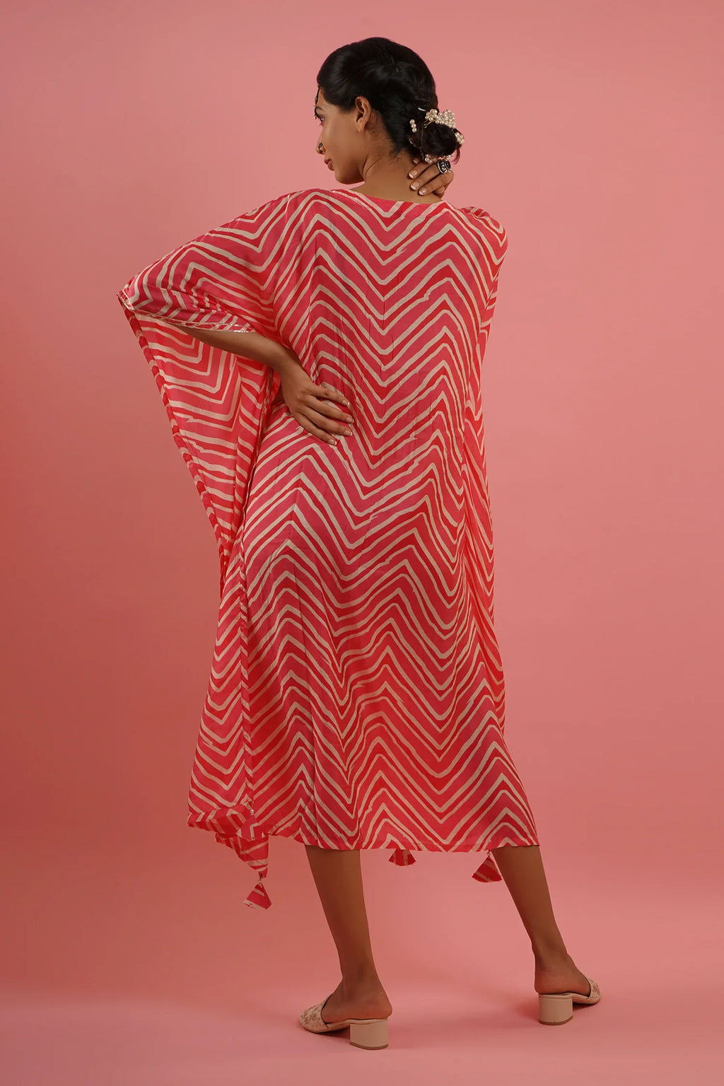 Mahruk Pink Printed Kaftan